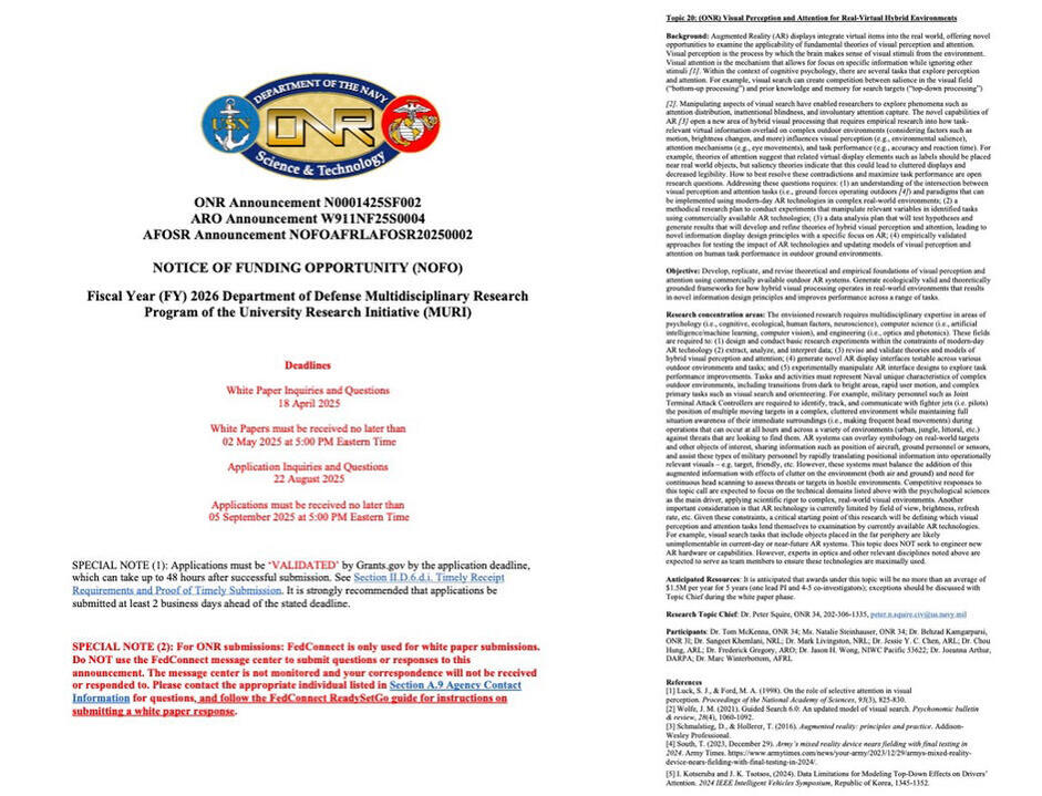 Visual Cognition in XR // ONR MURI FY26